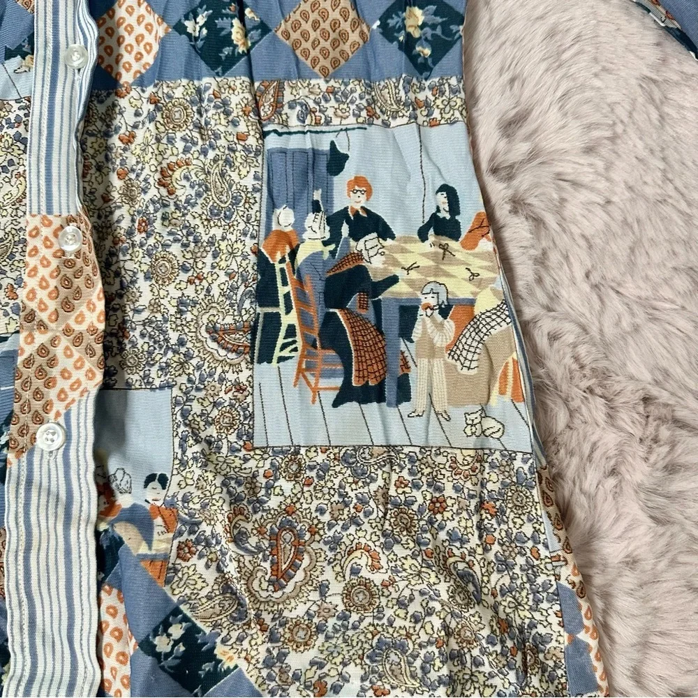 Vintage Patterned Eclectic Get Together/Family Dinner Button Up Collared Blouse - Picture 6 of 10